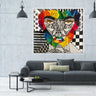 The Power Within Me geometric portrait painting by Daniela SV Art displayed in a modern interior