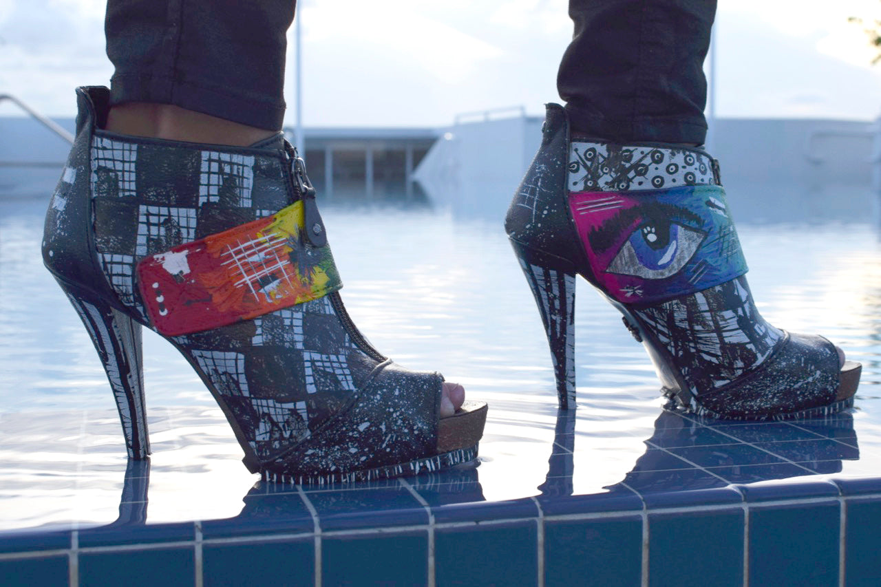Hand painted high heels / 7.5 size