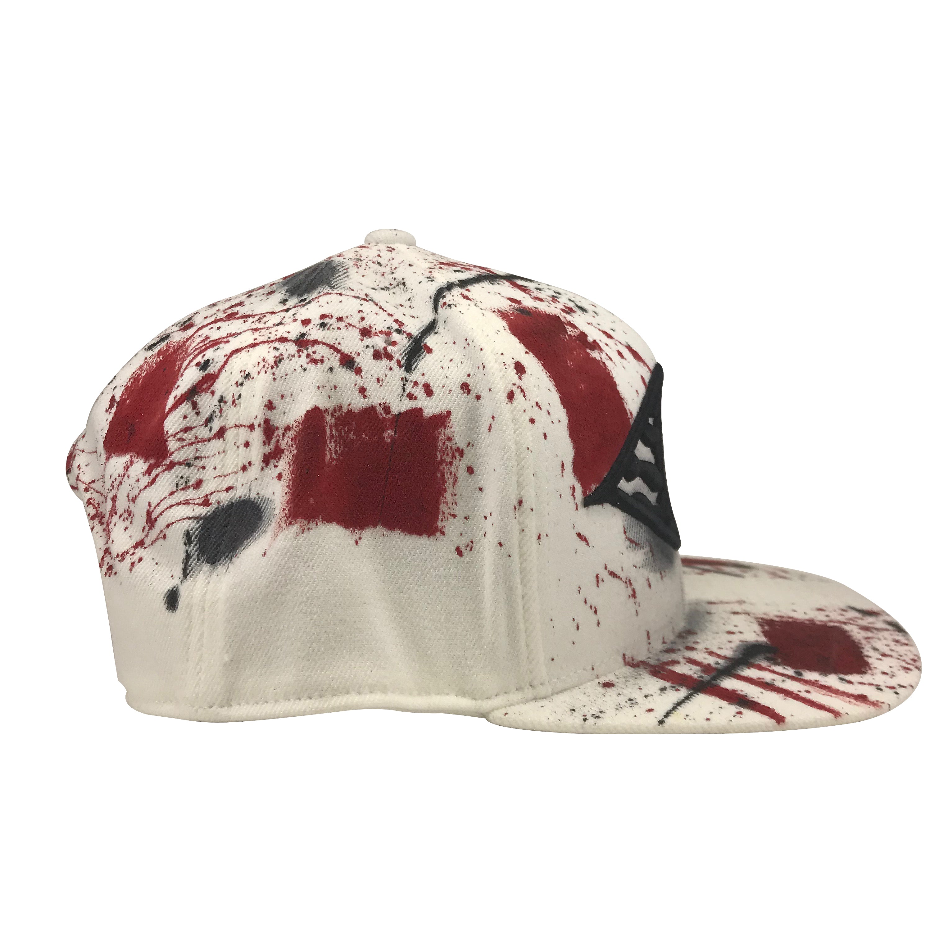 Hat - Unique hand painted / White-black-Red