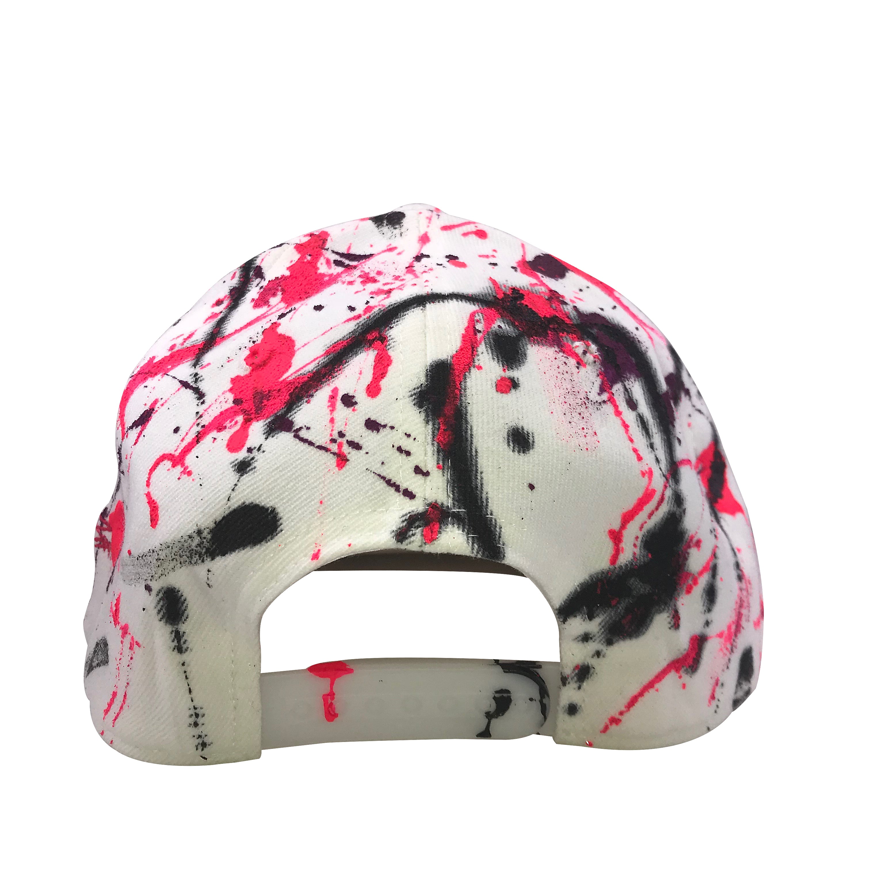 Hat - Unique hand painted - White / Pink