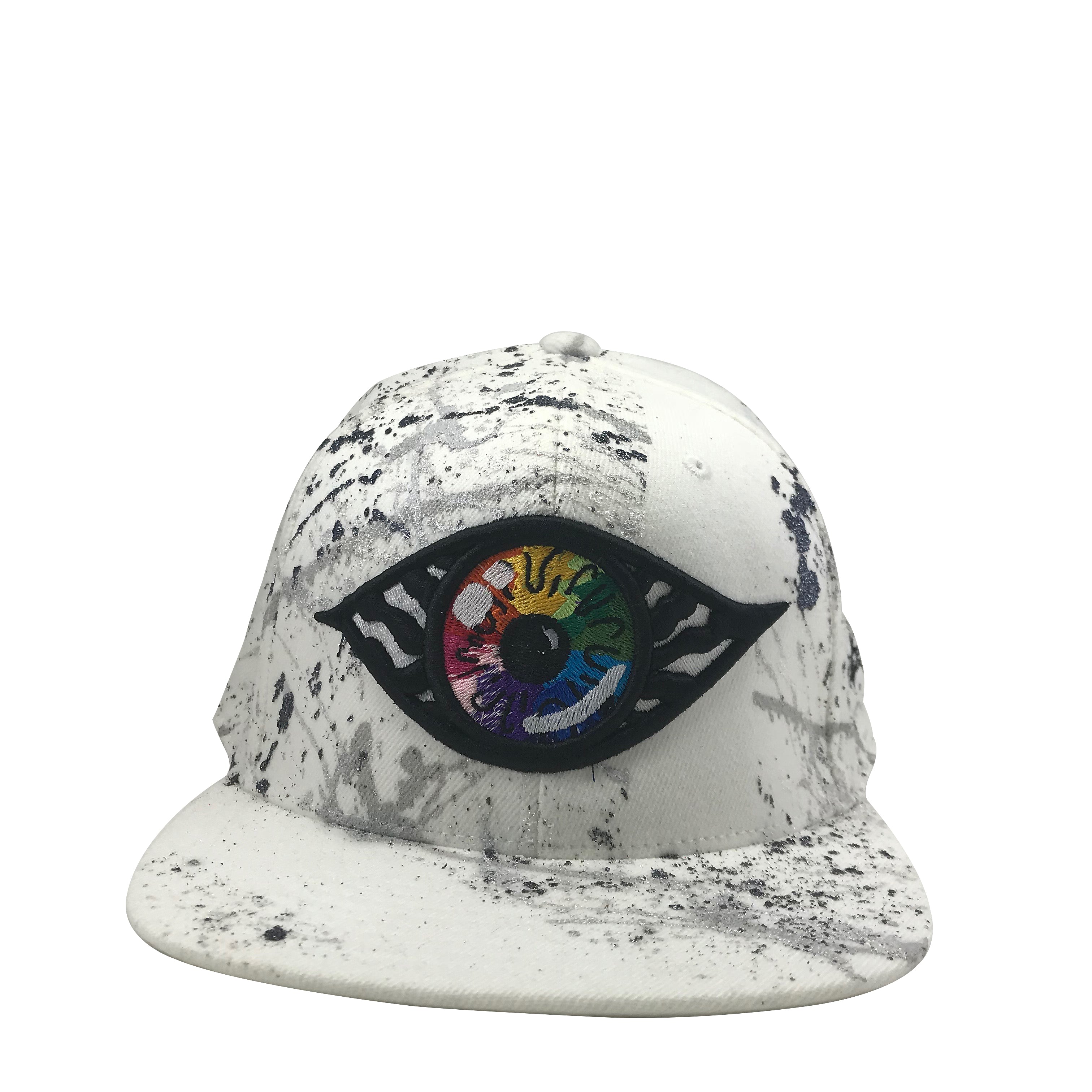 Hat - Unique hand painted Silver / Rainbow
