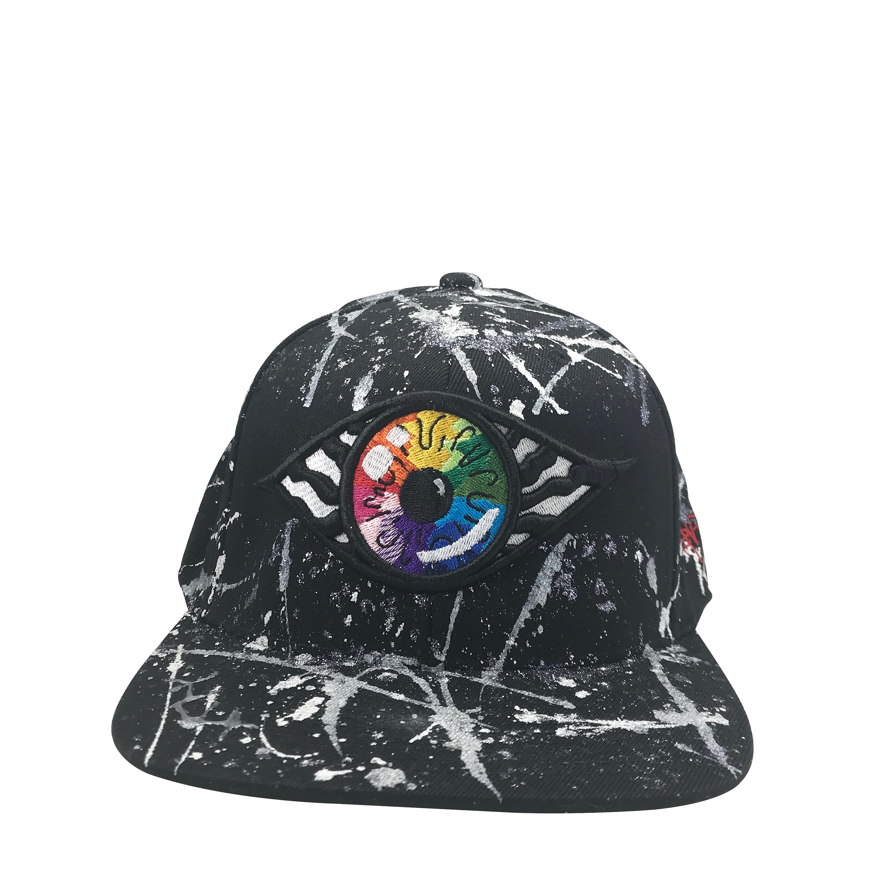 Hat - Unique hand painted  -  Black/ Silver