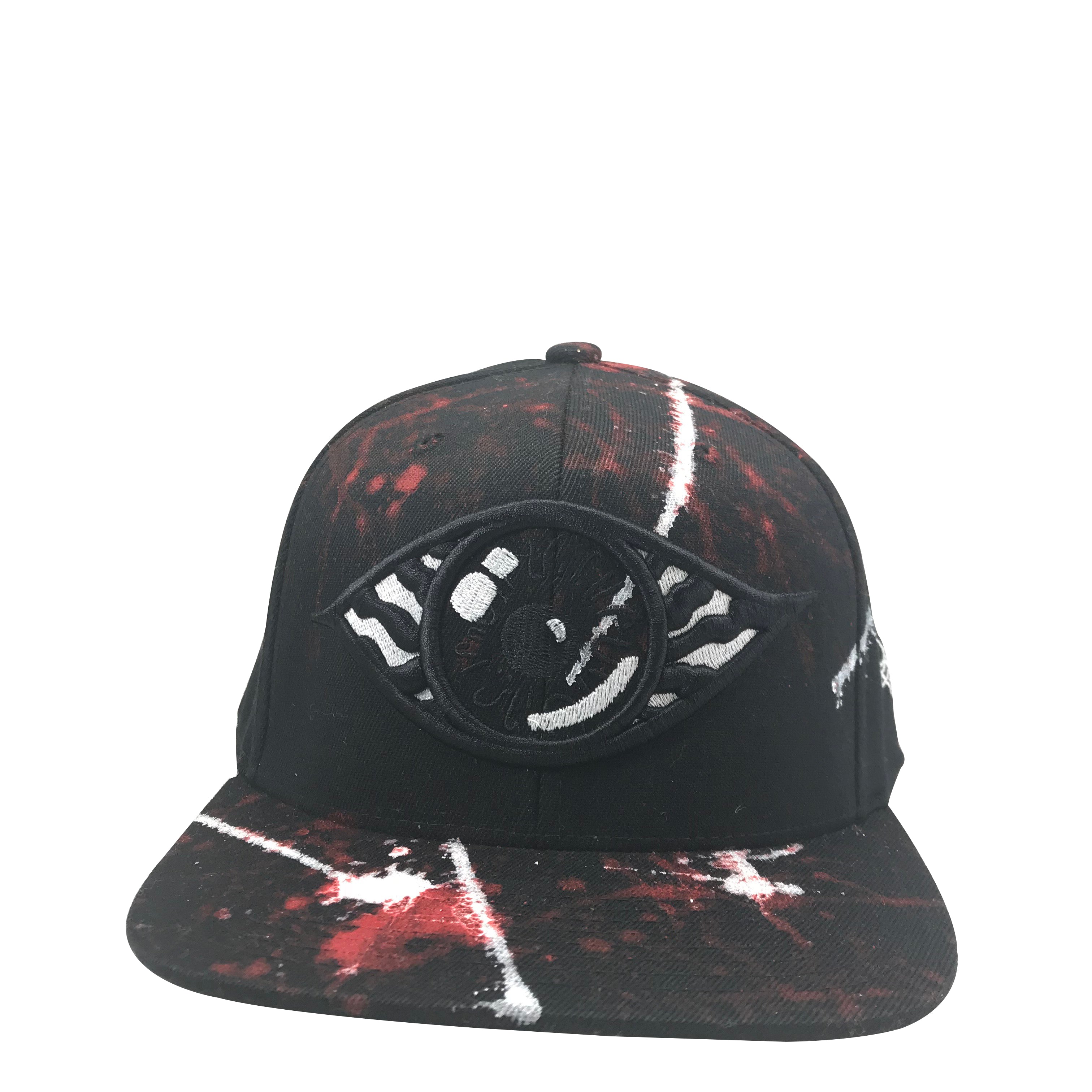 Hat - Unique hand painted  -  Black/Red
