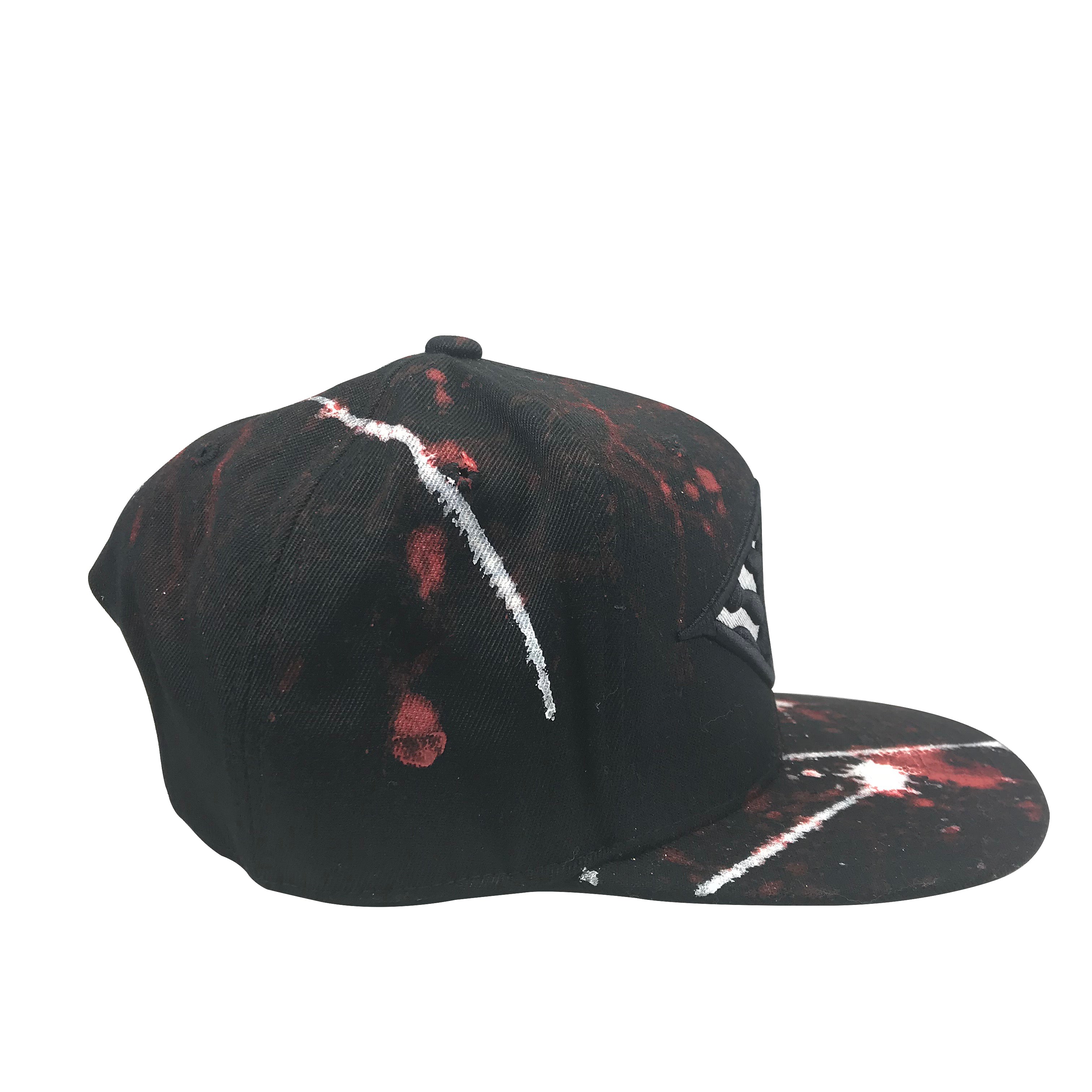 Hat - Unique hand painted  -  Black/Red