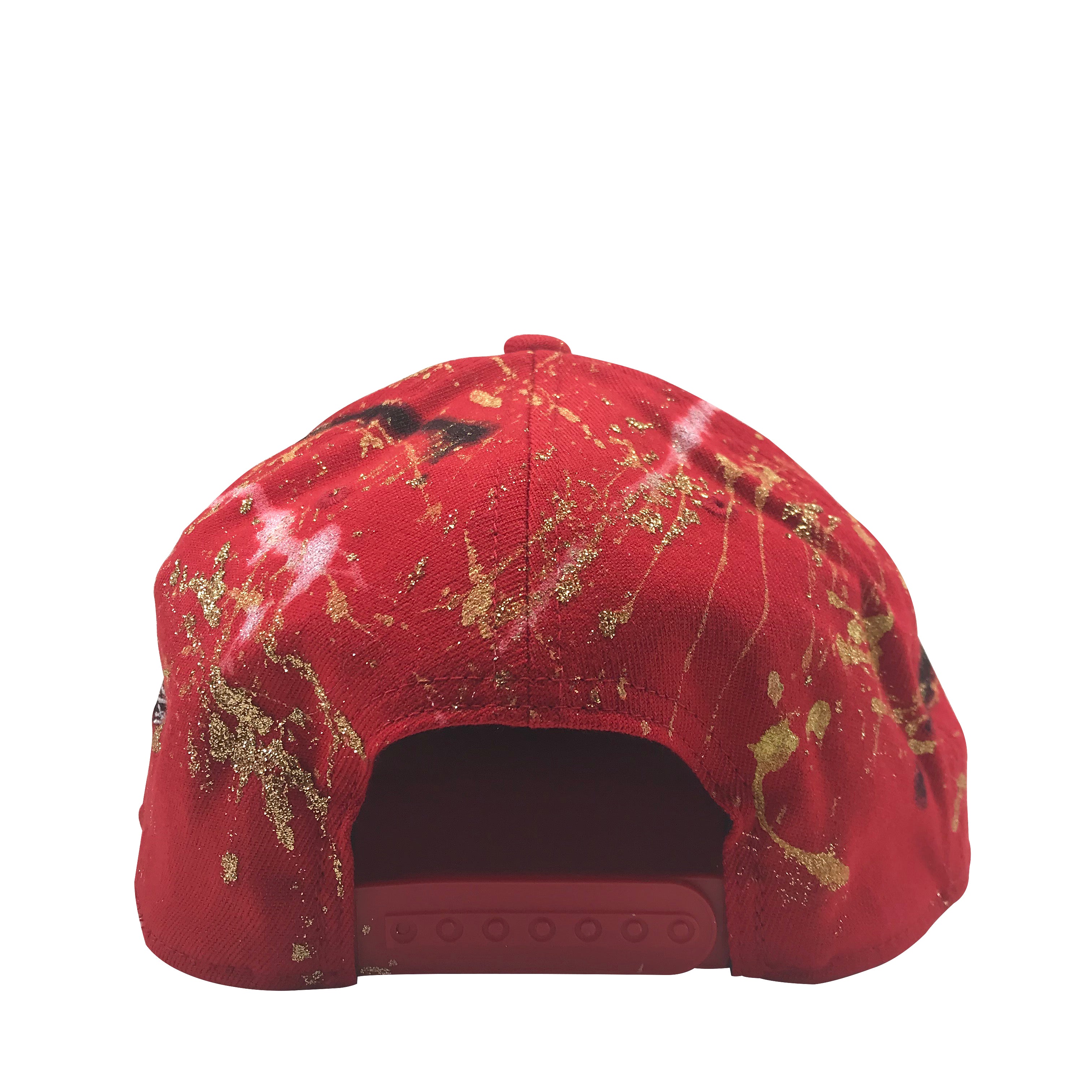 Hat - Unique hand painted / Red- B&W- Gold