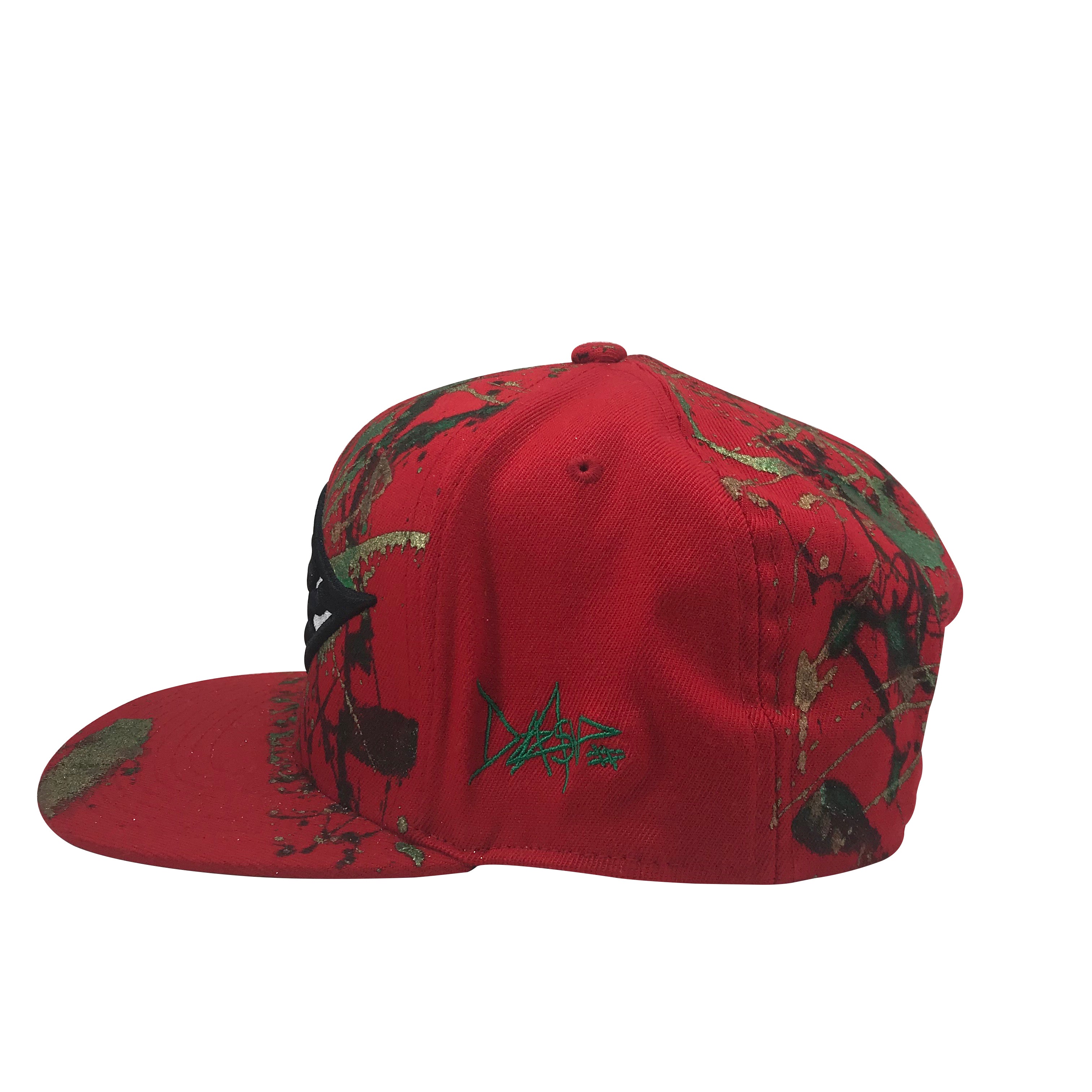 Hat - Unique hand painted / Red- green
