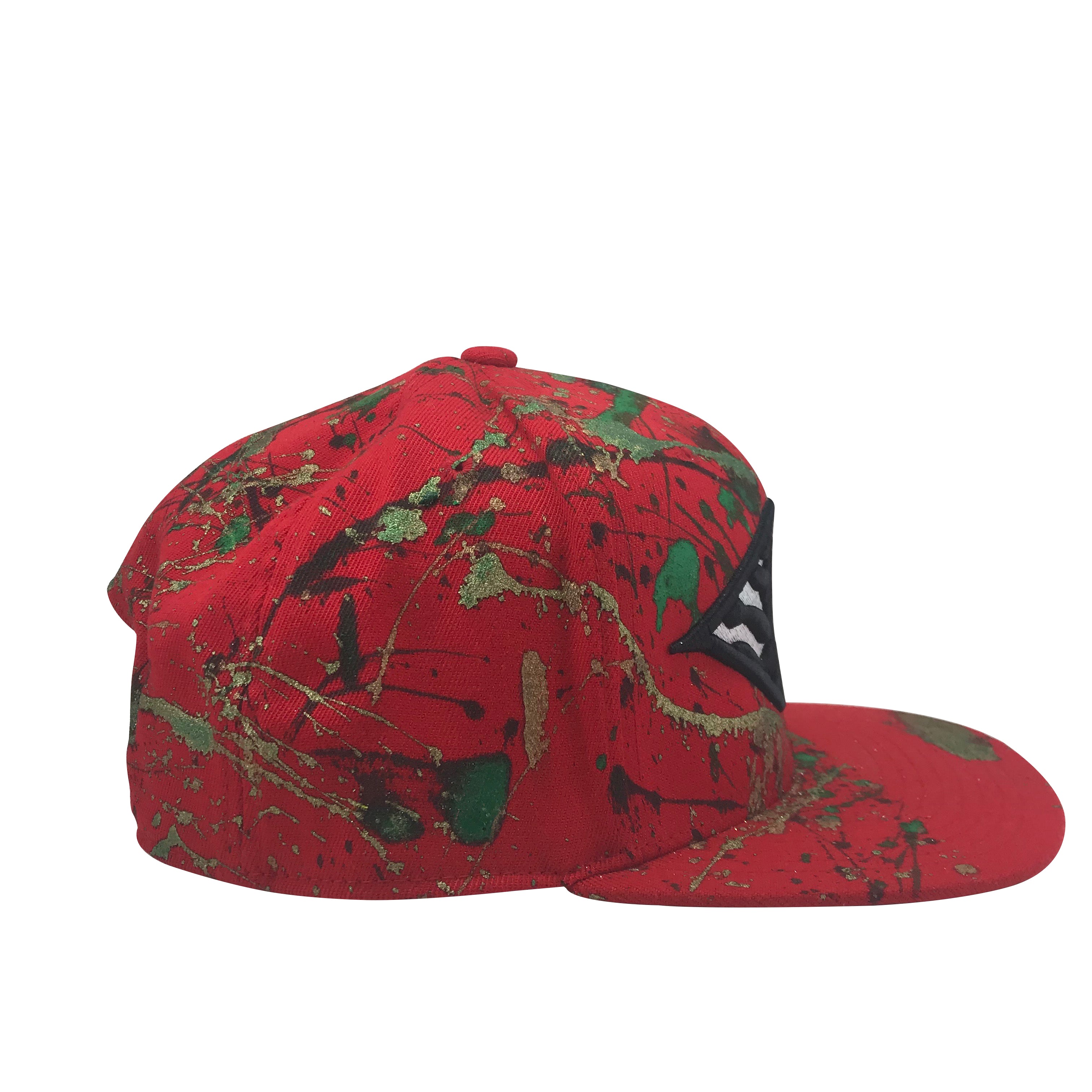 Hat - Unique hand painted / Red- green