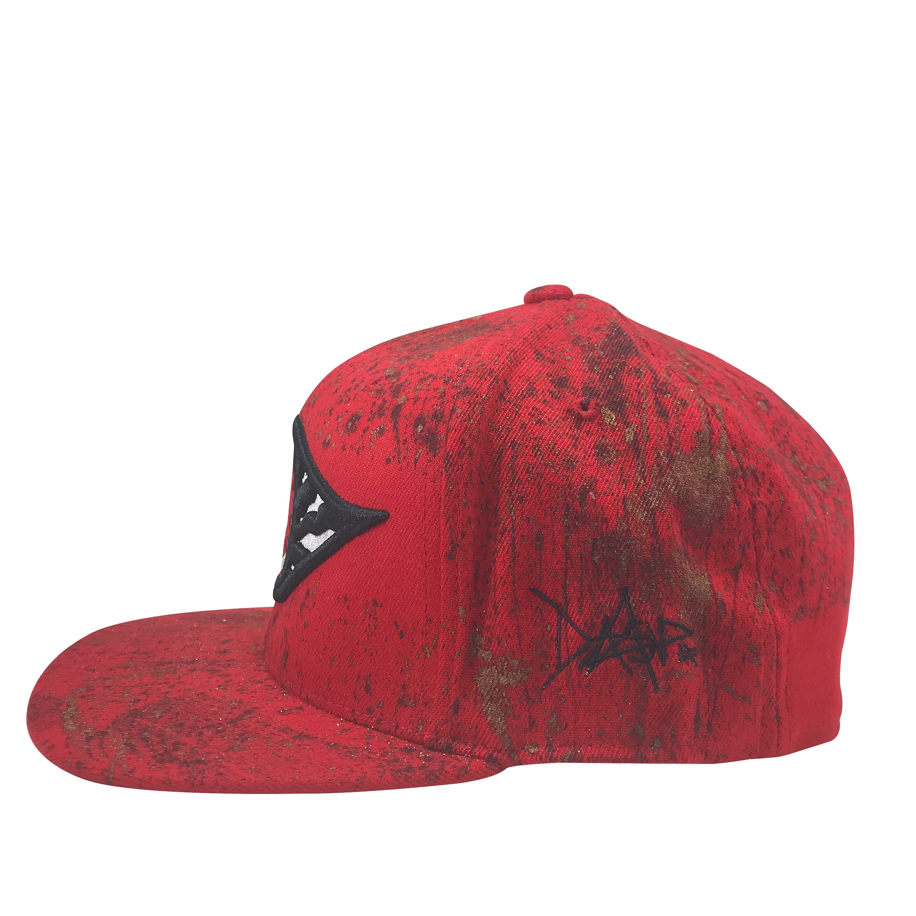 Hat - Unique hand painted / Red- Gold